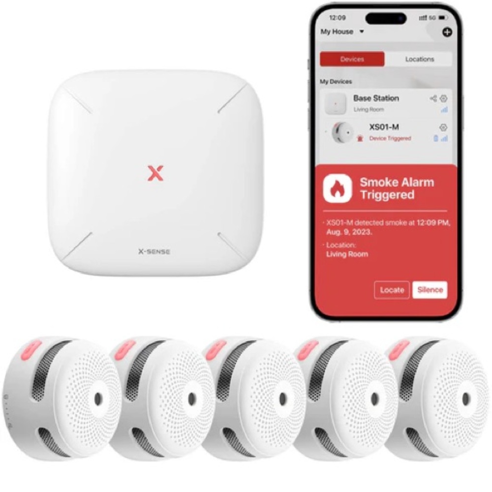 XS01-M Interconnected Smart Smoke Alarm - 5*Alarm+1*SBS50 Base Station(FS51)